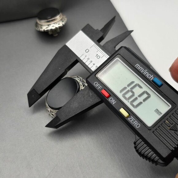 VTG Taxco Sterling Silver & Black Onyx Filigree Clip-On Earrings 1.25" TS-14 - Picture 10 of 12